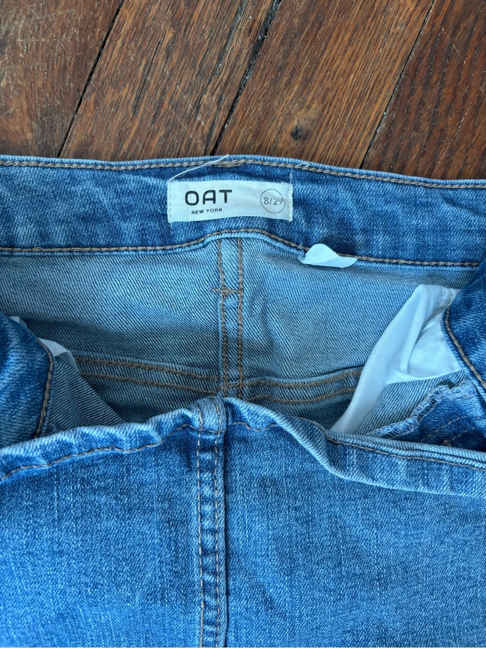Oat New York Blue Denim Maxi Skirt with Front Slit - Picture 2 of 3